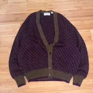 vintage knit brown purple and green old money style murano wool cardigan